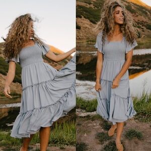 Ivy City Co Blue Midi Dress